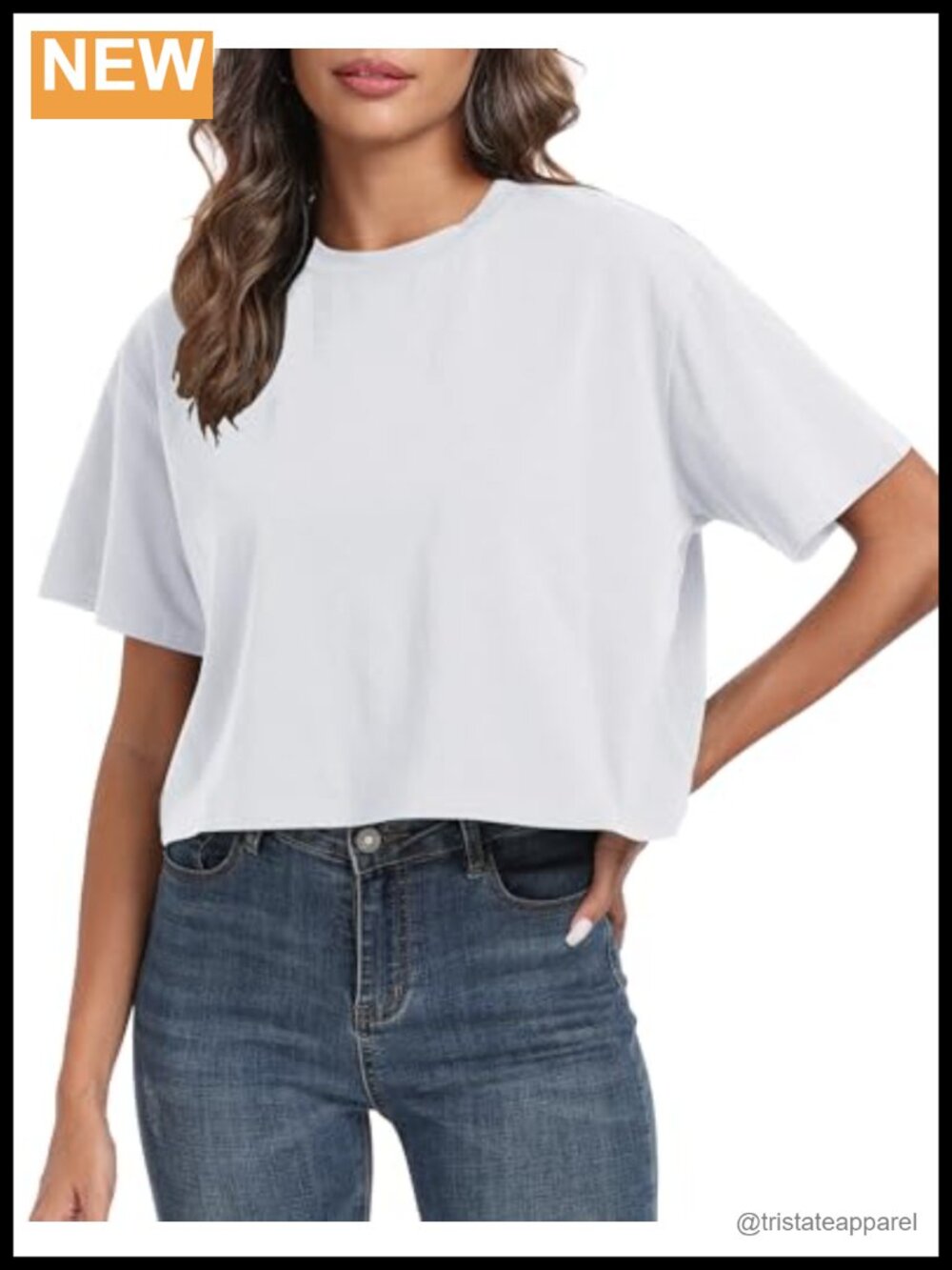 Oversized Cropped Workout T-Shirt Crew Neck Short Sleeve Loose Fit Cotton
